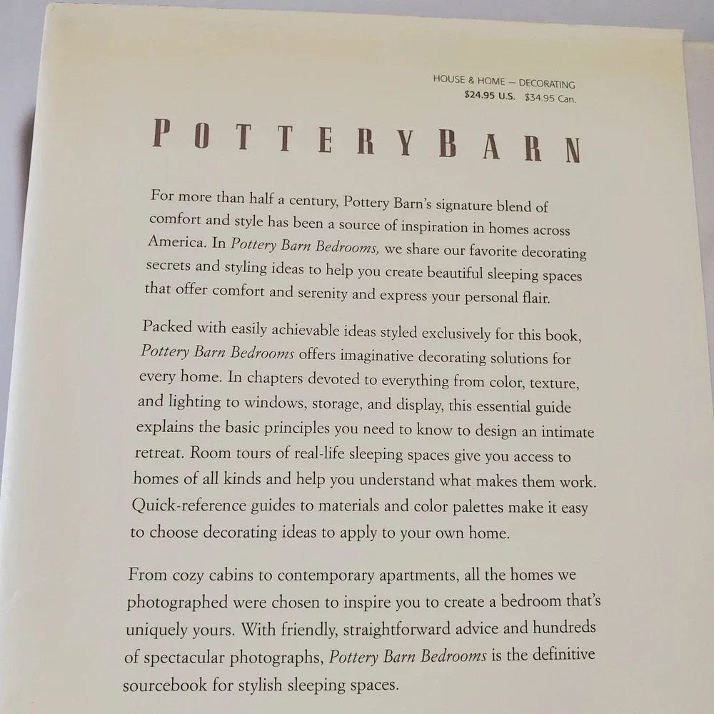 Pottery Barn Bedrooms Hardcover Book 2003 Home Decor Interior Design Ideas